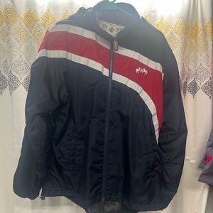 Equine Couture Southfields Hooded Rain Jacket In Black, Red & White Size L
